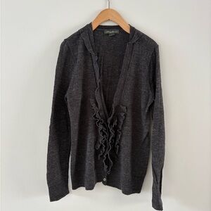 Eddie Bauer Charcoal Ruffled Cardigan